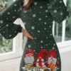Women's Casual Dress Christmas Dress Winter Dress Santa Claus Snowflake Print Turtleneck Mini Dress Fashion Streetwear Outdoor Christmas Long Sleeve Loose Fit Dark Green Fall Winter S M L XL XXL