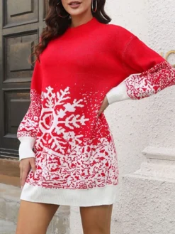 Women‘s Christmas Sweater Dress Jumper Dress Winter Dress Warm Print Outdoor Christmas Casual Daily Crew Neck Long Sleeve 2023 Loose Fit Black Red S M L XL 7 Women‘s Christmas Sweater Dress Jumper Dress Winter Dress Warm Print Outdoor Christmas Casual Daily Crew Neck Long Sleeve 2023 Loose Fit Black Red S M L XL -Fashion Life Shop hgvecd1694165722615