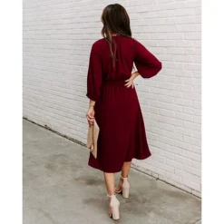Women's Work Dress Shift Dress Church Dress Midi Dress Red Wine Green Long Sleeve Pure Color Lace Up Summer Spring Crew Neck Basic Christmas Fall Dress Loose Fit 2023 S M L XL 8 Women's Work Dress Shift Dress Church Dress Midi Dress Red Wine Green Long Sleeve Pure Color Lace Up Summer Spring Crew Neck Basic Christmas Fall Dress Loose Fit 2023 S M L XL -Fashion Life Shop hjkduh1647847358237