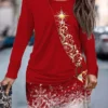 Women's Casual Dress Christmas Dress Sweatshirt Dress Christmas Tree Patchwork Print Crew Neck Mini Dress Fashion Streetwear Outdoor Christmas Long Sleeve Loose Fit Burgundy Fall Winter S M L XL XXL
