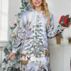 Women's Casual Dress Hoodie Dress Mini Dress Warm Fashion Outdoor Christmas Holiday Hoodie Print Christmas Tree Loose Fit Blue S M L XL XXL