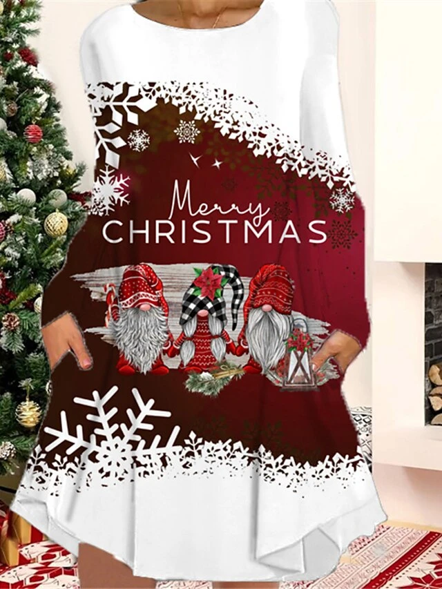Women's Christmas Casual Dress T Shirt Dress Tee Dress Shift Dress Mini Dress Black Wine Red Long Sleeve Letter Pocket Winter Fall Autumn Crew Neck Fashion Christmas 2022 S M L XL XXL 3XL 4 Women's Christmas Casual Dress T Shirt Dress Tee Dress Shift Dress Mini Dress Black Wine Red Long Sleeve Letter Pocket Winter Fall Autumn Crew Neck Fashion Christmas 2022 S M L XL XXL 3XL - Image 4