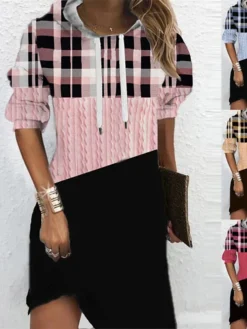Women‘s Christmas Hoodie Dress Shift Dress Mini Dress Blue Pink Fuchsia Long Sleeve Plaid Print Fall Spring Hooded Daily Vacation Loose Fit 2022 S M L XL XXL 3XL 15 Women‘s Christmas Hoodie Dress Shift Dress Mini Dress Blue Pink Fuchsia Long Sleeve Plaid Print Fall Spring Hooded Daily Vacation Loose Fit 2022 S M L XL XXL 3XL -Fashion Life Shop hnazzb1668245987287