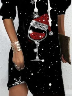 Women‘s Christmas Hoodie Dress Shift Dress Mini Dress Black Long Sleeve Snowflake Print Fall Winter Autumn Hooded Fashion 2023 S M L XL XXL 3XL -Fashion Life Shop hnfkai1669274810102