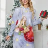 Women's Christmas Dress Hoodie Dress Mini Dress Warm Fashion Outdoor Christmas Holiday Hoodie Print Print Loose Fit Pink Blue Purple S M L XL XXL