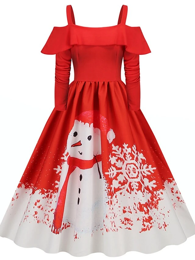 Women's Christmas Swing Dress Slip Dress Vintage Dress Midi Dress Black Wine Light Red Long Sleeve Santa Claus Cold Shoulder Winter Fall Autumn Spaghetti Strap Modern Vacation 2022 S M L XL XXL 3XL 13 Women's Christmas Swing Dress Slip Dress Vintage Dress Midi Dress Black Wine Light Red Long Sleeve Santa Claus Cold Shoulder Winter Fall Autumn Spaghetti Strap Modern Vacation 2022 S M L XL XXL 3XL - Image 13