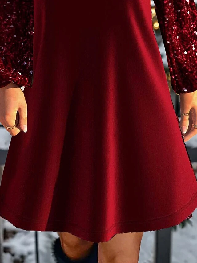 Women's Christmas Dress Velvet Dress Casual Dress Mini Dress Cut Out Cold Shoulder Christmas Street Vacation Fashion Streetwear V Neck Long Sleeve 2023 Regular Fit Wine Color S M L XL XXL Size 3 Women's Christmas Dress Velvet Dress Casual Dress Mini Dress Cut Out Cold Shoulder Christmas Street Vacation Fashion Streetwear V Neck Long Sleeve 2023 Regular Fit Wine Color S M L XL XXL Size - Image 3