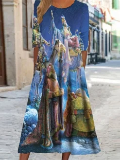 Women's Christmas Casual Dress Swing DressMidi Dress Blue Royal Blue Red Long Sleeve Santa Claus Snowflake Pocket Print Fall Winter Round Neck Vacation Casual 2022 S M L XL XXL 3XL 19 Women's Christmas Casual Dress Swing DressMidi Dress Blue Royal Blue Red Long Sleeve Santa Claus Snowflake Pocket Print Fall Winter Round Neck Vacation Casual 2022 S M L XL XXL 3XL -Fashion Life Shop htleie1663755226382