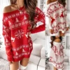 Women‘s Christmas Sweater Dress Winter Dress Casual Dress Red White Long Sleeve Elk Tree Snowflake Knit Print Winter Fall Crew Neck Fashion Casual Fit 2022 S M L XL