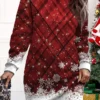 Women's Christmas Casual Dress Sweatshirt Dress Mini Dress Warm Fashion OutdoorVacation Crew Neck Print Geometric Santa Claus Loose Fit Wine Red Burgundy S M L XL XXL