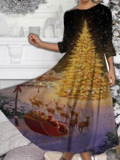 Women's Casual Dress Swing Dress Midi Dress Wine Blue Purple 3/4 Length Sleeve Christmas Tree Ruched Spring Fall Winter Crew Neck Fashion Christmas 2023 S M L XL XXL 3XL 4XL 5XL 8 Women's Casual Dress Swing Dress Midi Dress Wine Blue Purple 3/4 Length Sleeve Christmas Tree Ruched Spring Fall Winter Crew Neck Fashion Christmas 2023 S M L XL XXL 3XL 4XL 5XL -Fashion Life Shop hyvsvp1668506056232