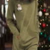Women's Casual Dress Christmas Dress Sweatshirt Dress Santa Claus Ugly Christmas Pocket Print Crew Neck Mini Dress Fashion Streetwear Outdoor Christmas Long Sleeve Loose Fit Army Green Fall Winter S