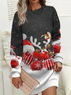 Women‘s Christmas Casual Dress Sweatshirt Dress Mini Dress Warm Fashion Outdoor Holiday Crew Neck Print Animal Santa Claus Loose Fit Black Burgundy Green S M L XL XXL 5 Women‘s Christmas Casual Dress Sweatshirt Dress Mini Dress Warm Fashion Outdoor Holiday Crew Neck Print Animal Santa Claus Loose Fit Black Burgundy Green S M L XL XXL -Fashion Life Shop idauuc1694156315228