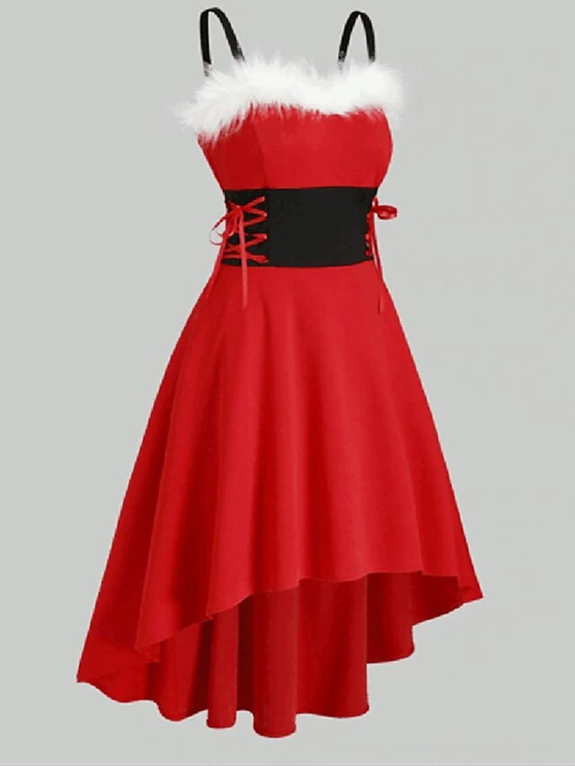 Women's Christmas Swing Dress Slip Dress Vintage Dress Midi Dress Green Black Wine Sleeveless Pure Color Backless Winter Fall Autumn Spaghetti Strap Fashion Daily Date 2022 S M L XL XXL 3XL 3 Women's Christmas Swing Dress Slip Dress Vintage Dress Midi Dress Green Black Wine Sleeveless Pure Color Backless Winter Fall Autumn Spaghetti Strap Fashion Daily Date 2022 S M L XL XXL 3XL - Image 3