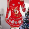 Women's Christmas Casual Dress Shift DressShort Mini Dress Green Black Red Long Sleeve Animal Snowflake Print Fall Winter Crew Neck Fashion Casual Loose Fit 2022 S M L XL XXL 3XL