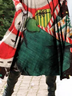 Women's Christmas Casual Dress Swing Dress Midi Dress Red Long Sleeve Santa Claus Pocket Winter Fall Autumn Fashion Daily Weekend 2022 S M L XL XXL 3XL -Fashion Life Shop igdkmh1667961952264