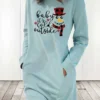 Women's Casual Dress Sweatshirt Dress Shift Dress Mini Dress Light Blue White Grey Long Sleeve Letter Pocket Fall Winter Autumn Crew Neck Stylish Winter Dress Christmas Fall Dress Loose Fit 2023 S M