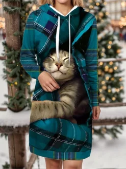 Women's Christmas Dress Hoodie Dress Mini Dress Warm Fashion Outdoor Christmas Holiday Hoodie Print Animal Geometric Loose Fit Wine Navy Blue Blue S M L XL XXL 8 Women's Christmas Dress Hoodie Dress Mini Dress Warm Fashion Outdoor Christmas Holiday Hoodie Print Animal Geometric Loose Fit Wine Navy Blue Blue S M L XL XXL -Fashion Life Shop ihxich1697542945885