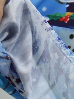 Women's Christmas Casual Dress Swing Dress Midi Dress Blue Royal Blue Dark Blue Light Blue Sleeveless Santa Claus Snowman Mesh Print Winter Fall Crew Neck Vacation Vintage 2022 S M L XL XXL -Fashion Life Shop ikotmk1666597377512