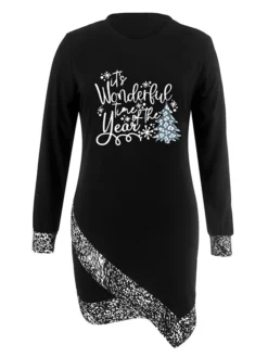 Women's Christmas Casual Dress Shift Dress Mini Dress Black Silver Gray Long Sleeve Plaid Print Winter Fall Autumn Crew Neck Loose Fit 2022 S M L XL XXL 3XL -Fashion Life Shop inunel1666761741560