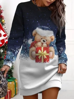 Women's Christmas Casual Dress Sweatshirt Dress Mini Dress Warm Fashion OutdoorVacation Crew Neck Print Snowman Loose Fit Yellow Wine Navy Blue S M L XL XXL 6 Women's Christmas Casual Dress Sweatshirt Dress Mini Dress Warm Fashion OutdoorVacation Crew Neck Print Snowman Loose Fit Yellow Wine Navy Blue S M L XL XXL -Fashion Life Shop iqwtxz1695365425227