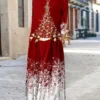 Women's Casual Dress Velvet Dress Winter Dress Plaid Christmas Tree Pocket Print Crew Neck Long Dress Maxi Dress Fashion Streetwear Outdoor Christmas Long Sleeve Loose Fit Wine Red Blue Fall Winter S