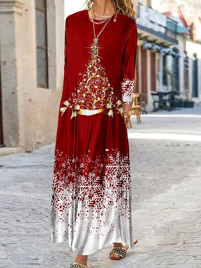 Women's Casual Dress Velvet Dress Winter Dress Plaid Christmas Tree Pocket Print Crew Neck Long Dress Maxi Dress Fashion Streetwear Outdoor Christmas Long Sleeve Loose Fit Wine Red Blue Fall Winter S 1 Women's Casual Dress Velvet Dress Winter Dress Plaid Christmas Tree Pocket Print Crew Neck Long Dress Maxi Dress Fashion Streetwear Outdoor Christmas Long Sleeve Loose Fit Wine Red Blue Fall Winter S