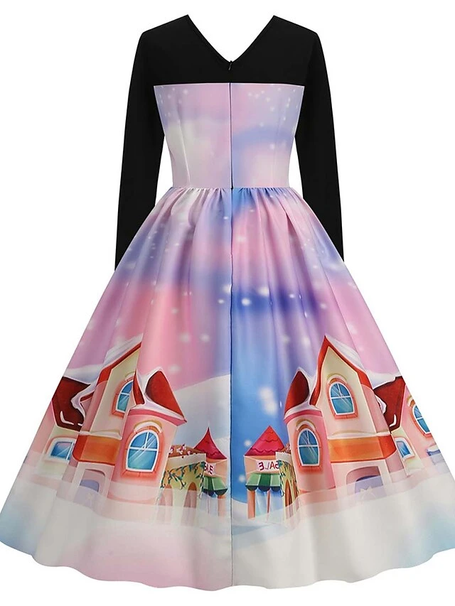 Women‘s Christmas Retro Elegant Vintage Dress Midi Dress Party Ruched Patchwork Santa Claus Crew Neck Long Sleeve Regular Fit Fall Winter 2023 Black Red S M L XL 10 Women‘s Christmas Retro Elegant Vintage Dress Midi Dress Party Ruched Patchwork Santa Claus Crew Neck Long Sleeve Regular Fit Fall Winter 2023 Black Red S M L XL - Image 10