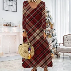 Women's Christmas Casual Dress Shift DressMaxi Long Dress Purple Wine Red Brown White Long Sleeve Plaid Santa Claus Elk Print Fall Winter V Neck Vacation Casual 2022 S M L XL XXL 3XL 4XL 5XL 6XL 22 Women's Christmas Casual Dress Shift DressMaxi Long Dress Purple Wine Red Brown White Long Sleeve Plaid Santa Claus Elk Print Fall Winter V Neck Vacation Casual 2022 S M L XL XXL 3XL 4XL 5XL 6XL -Fashion Life Shop jbgthl1668238362643