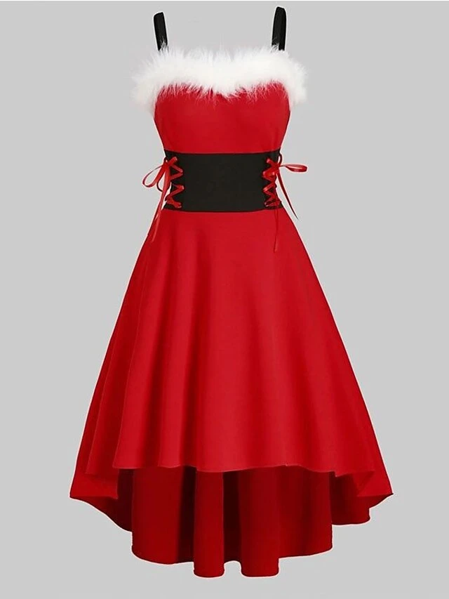 Women's Christmas Swing Dress Slip Dress Vintage Dress Midi Dress Green Black Wine Sleeveless Pure Color Backless Winter Fall Autumn Spaghetti Strap Fashion Daily Date 2022 S M L XL XXL 3XL 2 Women's Christmas Swing Dress Slip Dress Vintage Dress Midi Dress Green Black Wine Sleeveless Pure Color Backless Winter Fall Autumn Spaghetti Strap Fashion Daily Date 2022 S M L XL XXL 3XL - Image 2