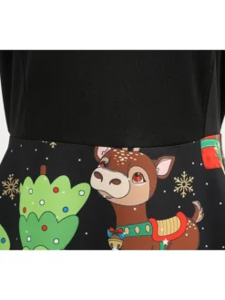 Women's Christmas Swing Dress Knee Length Dress Black Long SleeveTree Bow Print Fall Winter Round Neck VintageParty 2021 S M L XL XXL 9 Women's Christmas Swing Dress Knee Length Dress Black Long SleeveTree Bow Print Fall Winter Round Neck VintageParty 2021 S M L XL XXL -Fashion Life Shop jdpspw1632725400264