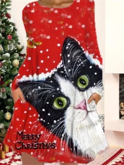 Women's Christmas Casual Dress T Shirt Dress Tee Dress Shift Dress Mini Dress Green Black Blue Long Sleeve Cat Pocket Winter Fall Autumn Crew Neck Fashion Christmas Daily 2022 S M L XL XXL 3XL 13 Women's Christmas Casual Dress T Shirt Dress Tee Dress Shift Dress Mini Dress Green Black Blue Long Sleeve Cat Pocket Winter Fall Autumn Crew Neck Fashion Christmas Daily 2022 S M L XL XXL 3XL -Fashion Life Shop jenztt1667815250697