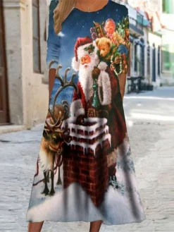 Women's Christmas Casual Dress Swing DressMidi Dress Blue Royal Blue Red Long Sleeve Santa Claus Snowflake Pocket Print Fall Winter Round Neck Vacation Casual 2022 S M L XL XXL 3XL 18 Women's Christmas Casual Dress Swing DressMidi Dress Blue Royal Blue Red Long Sleeve Santa Claus Snowflake Pocket Print Fall Winter Round Neck Vacation Casual 2022 S M L XL XXL 3XL -Fashion Life Shop jrgywf1663755225339