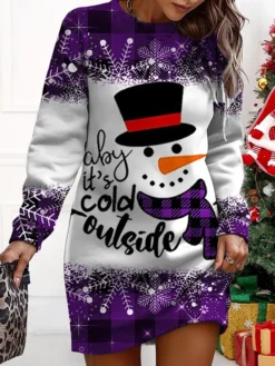 Women‘s Christmas Casual Dress Sweatshirt Dress Mini Dress Warm Fashion Outdoor Holiday Crew Neck Print Snowman Print Loose Fit Wine Red Purple S M L XL XXL 10 Women‘s Christmas Casual Dress Sweatshirt Dress Mini Dress Warm Fashion Outdoor Holiday Crew Neck Print Snowman Print Loose Fit Wine Red Purple S M L XL XXL -Fashion Life Shop jtmgtr1695700474770