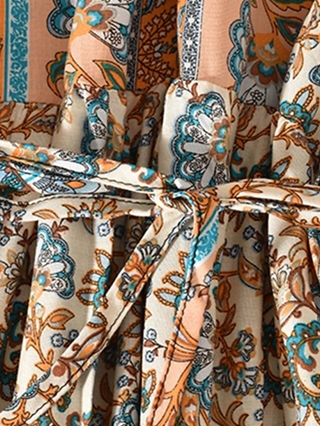 Women's Casual Dress Winter Dress Ethnic Dress Floral Tribal Lace Up Ruched Crew Neck Puff Sleeve Midi Dress Fashion Ethnic Outdoor Christmas Long Sleeve Loose Fit Red Khaki Dark Blue Fall Winter 9 Women's Casual Dress Winter Dress Ethnic Dress Floral Tribal Lace Up Ruched Crew Neck Puff Sleeve Midi Dress Fashion Ethnic Outdoor Christmas Long Sleeve Loose Fit Red Khaki Dark Blue Fall Winter - Image 9