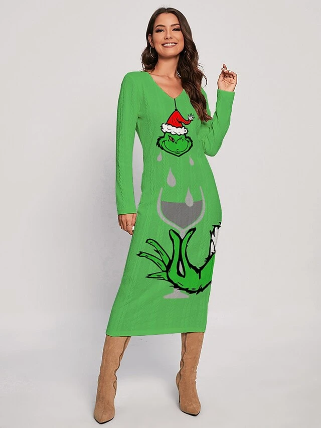 Women's Christmas Dress Sweater Dress Jumper Dress Midi Dress Ugly Print Outdoor Christmas Daily Holiday V Neck Long Sleeve 2023 Regular Fit Red Royal Blue Blue S M L XL XXL 3XL 1 Women's Christmas Dress Sweater Dress Jumper Dress Midi Dress Ugly Print Outdoor Christmas Daily Holiday V Neck Long Sleeve 2023 Regular Fit Red Royal Blue Blue S M L XL XXL 3XL