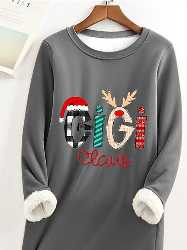Women's Christmas Dress Sweatshirt Dress Mini Dress Warm Fashion Outdoor Christmas Vacation Crew Neck Print Letter Loose Fit Gray S M L XL XXL 2 Women's Christmas Dress Sweatshirt Dress Mini Dress Warm Fashion Outdoor Christmas Vacation Crew Neck Print Letter Loose Fit Gray S M L XL XXL - Image 2