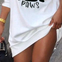 Women's Christmas Casual Dress T Shirt Dress Tee Dress Shift Dress Mini Dress White Long Sleeve Letter Print Winter Fall Autumn Crew Neck Fashion Daily Loose Fit 2022 S M L XL XXL 3XL -Fashion Life Shop kaywqx1667801230711