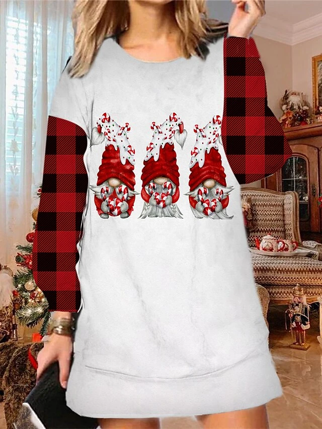 Women's Christmas Sweatshirt Dress Shift Dress Mini Dress Green Blue Pink Long Sleeve Dog Print Winter Fall Autumn Fashion Daily 2022 S M L XL XXL 3XL 4 Women's Christmas Sweatshirt Dress Shift Dress Mini Dress Green Blue Pink Long Sleeve Dog Print Winter Fall Autumn Fashion Daily 2022 S M L XL XXL 3XL - Image 4