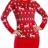 Women‘s Christmas Sweater Dress Jumper Dress Winter Dress Fashion Tree Deer Outdoor Christmas Daily Vacation Crew Neck Long Sleeve Patchwork 2023 Regular Fit Red Blue S M L
