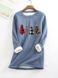 Women‘s Plus Size Christmas Casual Dress Tree Crew Neck Long Sleeve Winter Fall Casual Mini Dress Daily Dress / Hoodie Dress