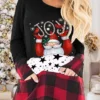 Women's Plus Size Christmas T Shirt Dress Tee Dress Plaid Crew Neck Print Long Sleeve Spring Fall Casual Mini Dress Daily Dress