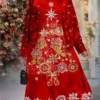 Women's Christmas Plus Size Curve Casual Dress Dress Set Two Piece Dress Snowflake Midi Dress Long Sleeve Print Crew Neck Fashion Outdoor Wine Fall Winter L XL XXL 3XL 4XL