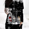 Women's Christmas Casual Dress T Shirt Dress Tee Dress Mini Dress Black Long Sleeve Snowman Snowflake Pocket Print Winter Fall Crew Neck Vacation Casual 2022 S M L XL XXL 3XL