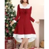Women's Christmas Hoodie Dress Vintage Dress Midi Dress Green Black Wine Red Gray Long Sleeve Pure Color Patchwork Winter Fall Hooded Vacation Vintage 2022 S M L XL XXL 3XL