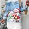Women's Casual Dress Hoodie Dress Mini Dress Warm Fashion Outdoor Christmas Holiday Hoodie Print Santa Claus Snowman Snowflake Loose Fit Pink Blue Purple S M L XL XXL