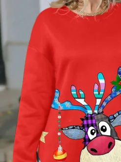 Women's Casual Dress Christmas Dress Sweatshirt Dress Deer Print Crew Neck Mini Dress Fashion Streetwear Outdoor Christmas Long Sleeve Loose Fit Wine Fall Winter S M L XL XXL 5 Women's Casual Dress Christmas Dress Sweatshirt Dress Deer Print Crew Neck Mini Dress Fashion Streetwear Outdoor Christmas Long Sleeve Loose Fit Wine Fall Winter S M L XL XXL -Fashion Life Shop knsyfd1696743403413