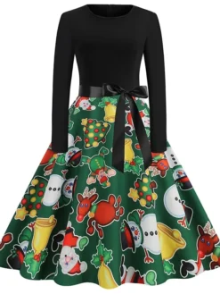 Women's Christmas Casual Dress Swing Dress Midi Dress Green Light Green Red Long Sleeve Santa Claus Elk Snowman Bow Print Winter Fall V Neck Vacation Vintage 2022 S M L XL XXL 3XL 12 Women's Christmas Casual Dress Swing Dress Midi Dress Green Light Green Red Long Sleeve Santa Claus Elk Snowman Bow Print Winter Fall V Neck Vacation Vintage 2022 S M L XL XXL 3XL -Fashion Life Shop knutio1666762310247