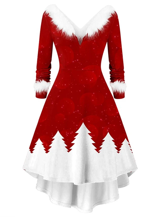 Women‘s Christmas Casual Dress Vintage Dress Light Red Red Long Sleeve Letter Feather Winter Fall Autumn V Neck Modern Daily Vacation 2022 S M L XL XXL 2 Women‘s Christmas Casual Dress Vintage Dress Light Red Red Long Sleeve Letter Feather Winter Fall Autumn V Neck Modern Daily Vacation 2022 S M L XL XXL - Image 2