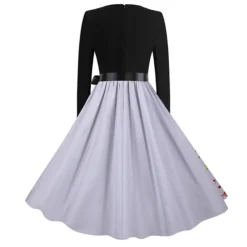 Women's Christmas Knee Length Dress Gray White Black Red Brown Long Sleeve Print Bow Print Fall Winter V Neck Casual Vintage2021 S M L XL XXL 3XL -Fashion Life Shop kvrchy1629971760970
